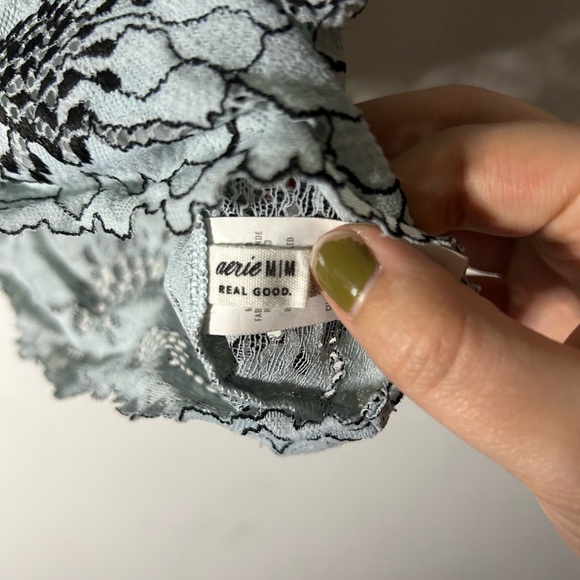 Aerie Midnight Lace Padded Longline Blue & Black Floral Bralette Size M - Picture 3 of 4